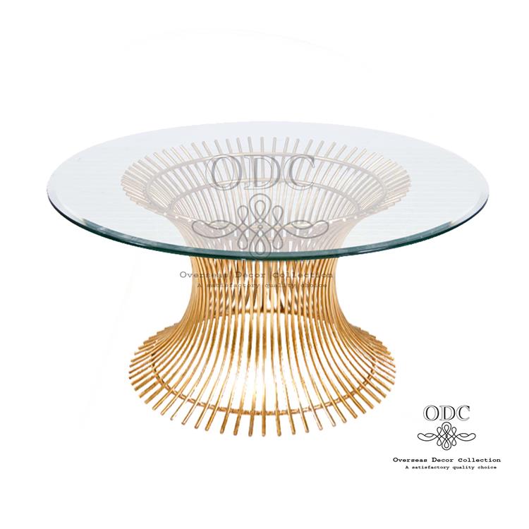 Stainless Steel Brass Glass Top Dining Table 