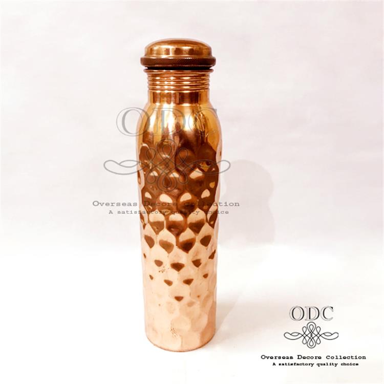 Diamond Look Pure Copper Water Bottle Shiny 