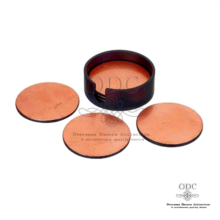 Set of 6 Pieces Pure Copper Coaster with Holder