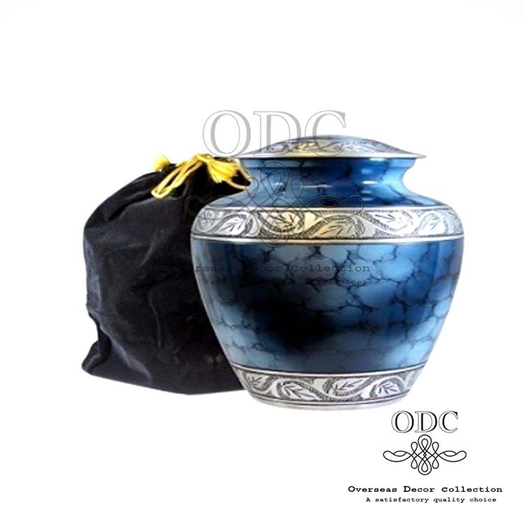 Blue Fire Silver Engraving Bands Cremation Urn