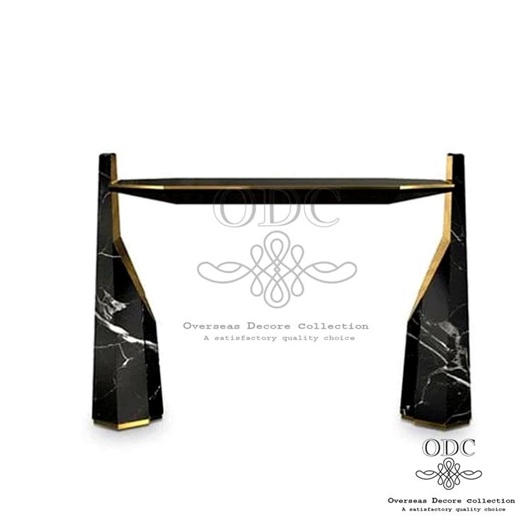 Marble Gold Touch Black Powder Console Table