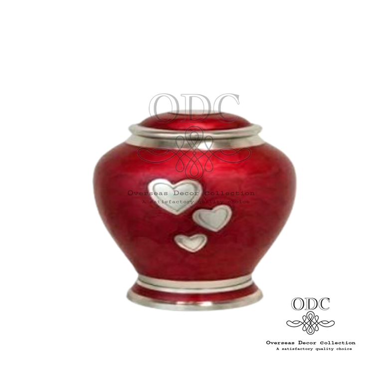 Aluminum Beautiful Red Silver Hearts Cremation urn