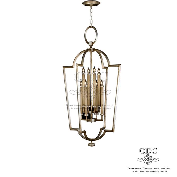 Modern 8 Light Lantern Gold Indoor Ceiling Light